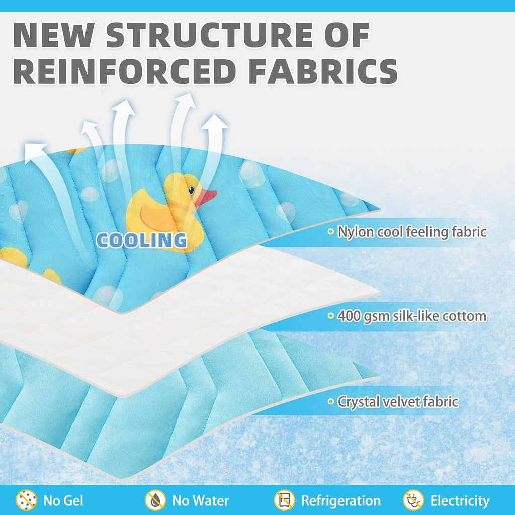 Cat Cooling Mat, Upgraded Two Sided Cooling Pad for Cats Puppy Small Animals, Rabbit Bunny Guniea Pig Keep Cool in Summer, Washable Waterproof for Crate Sofa Bed, Blue Duck S