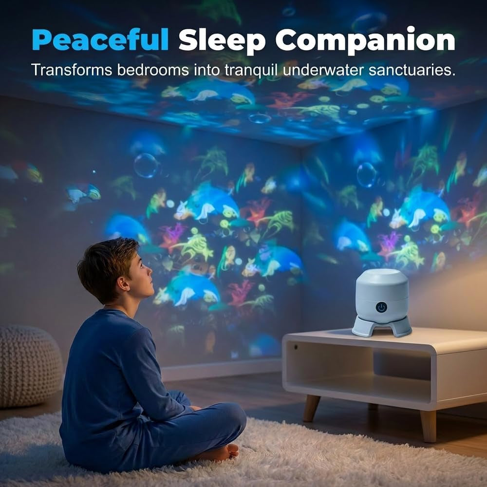 Dynamic Rotating LED Projector Light, 360° Rotating Ocean Wave Night Projection Night Light, Multi-Angle Projection Base, for Meditation, Bedroom, Home Theater (Ocean)