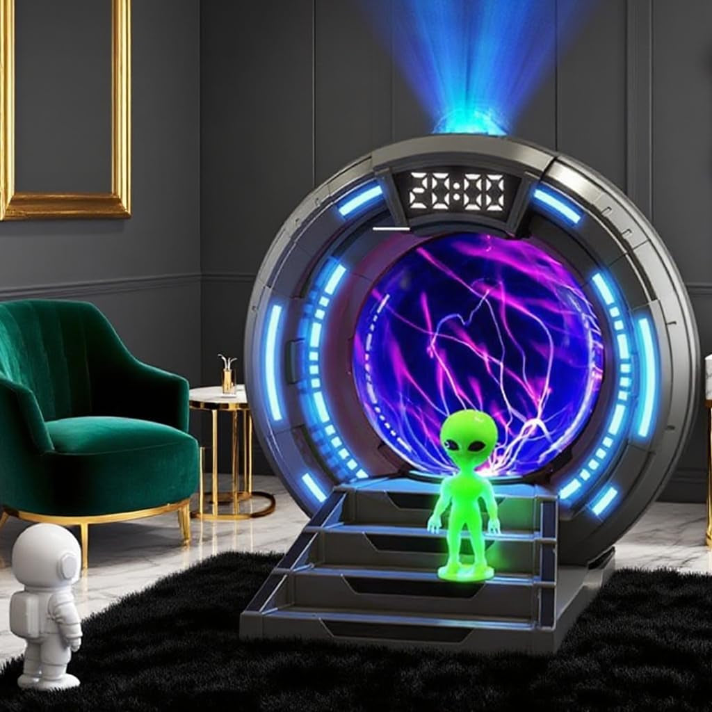 Northern Lights Projector Stargate Galaxy Night Light Plasma Globe Lamp with White Noise Sound Machine , Bluetooth Music, Time Alarm Clock, Kids Room Decor, Gift for Christmas Birthday Valentine'S Day