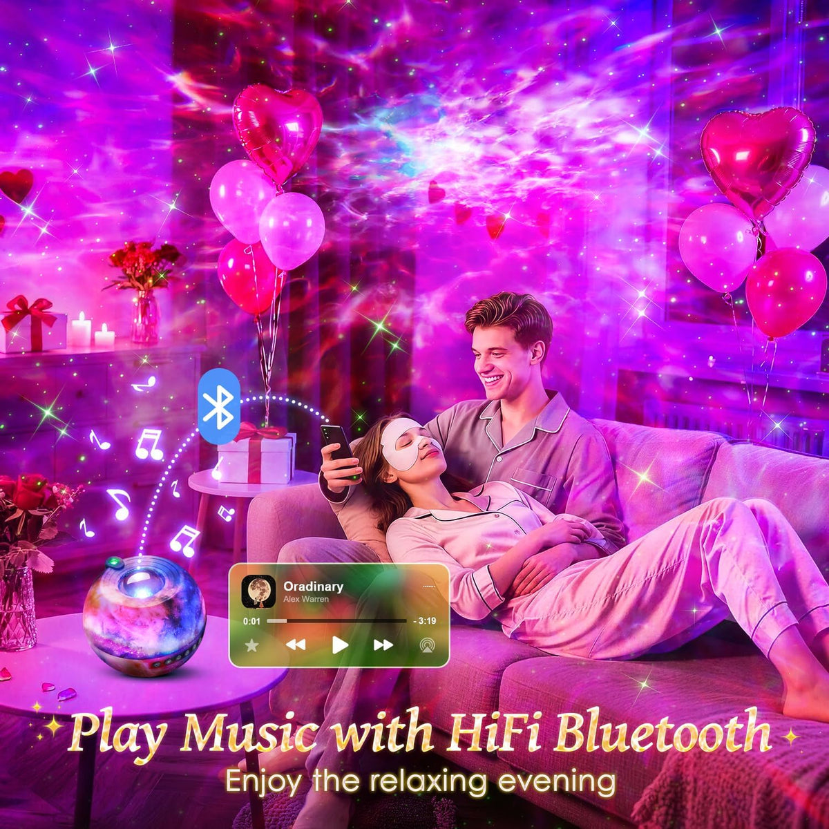 Galaxy Projector Night Light Projector, 15-Color Star Projector for Bedroom | 15 White Noises, 7 Brightness, 4 Speed,Green Star,Bluetooth,Romote,Timer,Teen Boys Gift,Ceiling,Room Decor,Relax,Ocean,Space