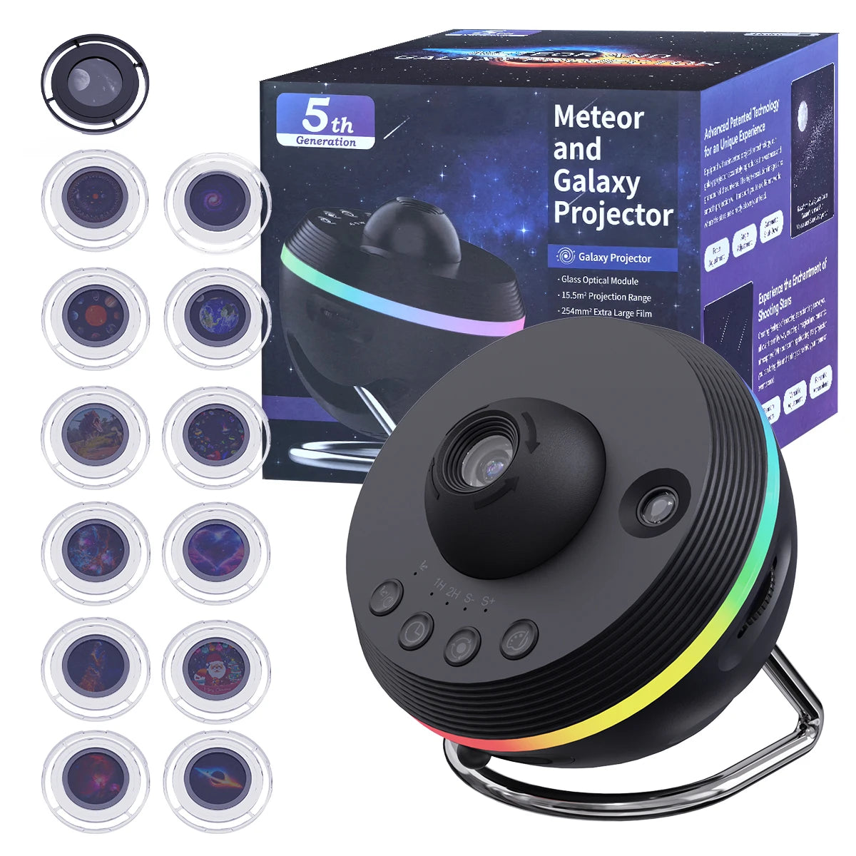 Galaxy Projector, 13 in 1 Meteor HD Planetarium Star Projector, 360° Rotating Extra-Large Area, Timed Starry Night Light for Bed