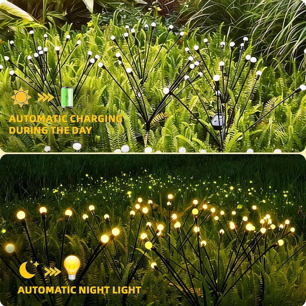Solar Lights Outdoor Waterproof,Garden Patio Decorative Lights,Firefly Lights for Patio Lawn,Landscape Lighting Large Bulbs,Starlight Windswept Lights,Great Gift for Women for Gardening,4 Pack,40 Leds