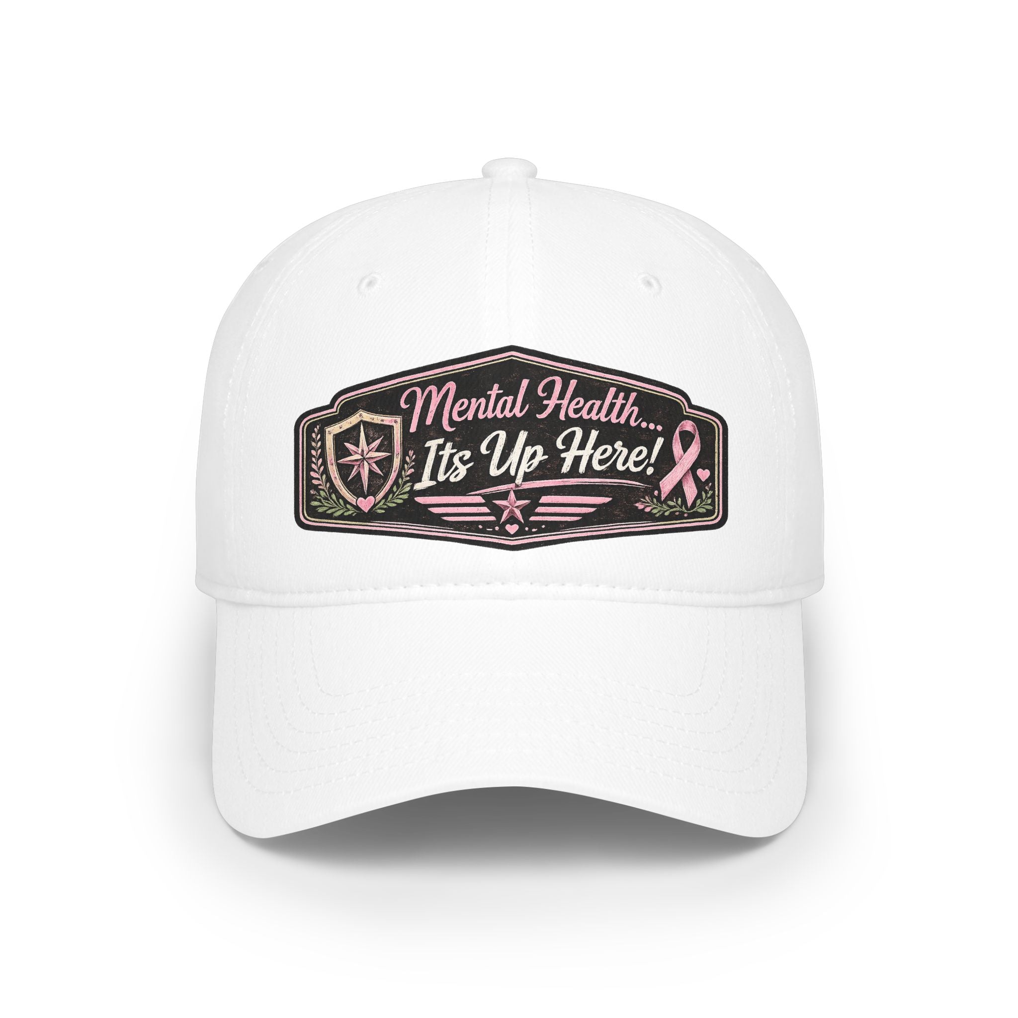 Mental Health It's Up Here Cap — Pink Ribbon Awareness Baseball Hat
