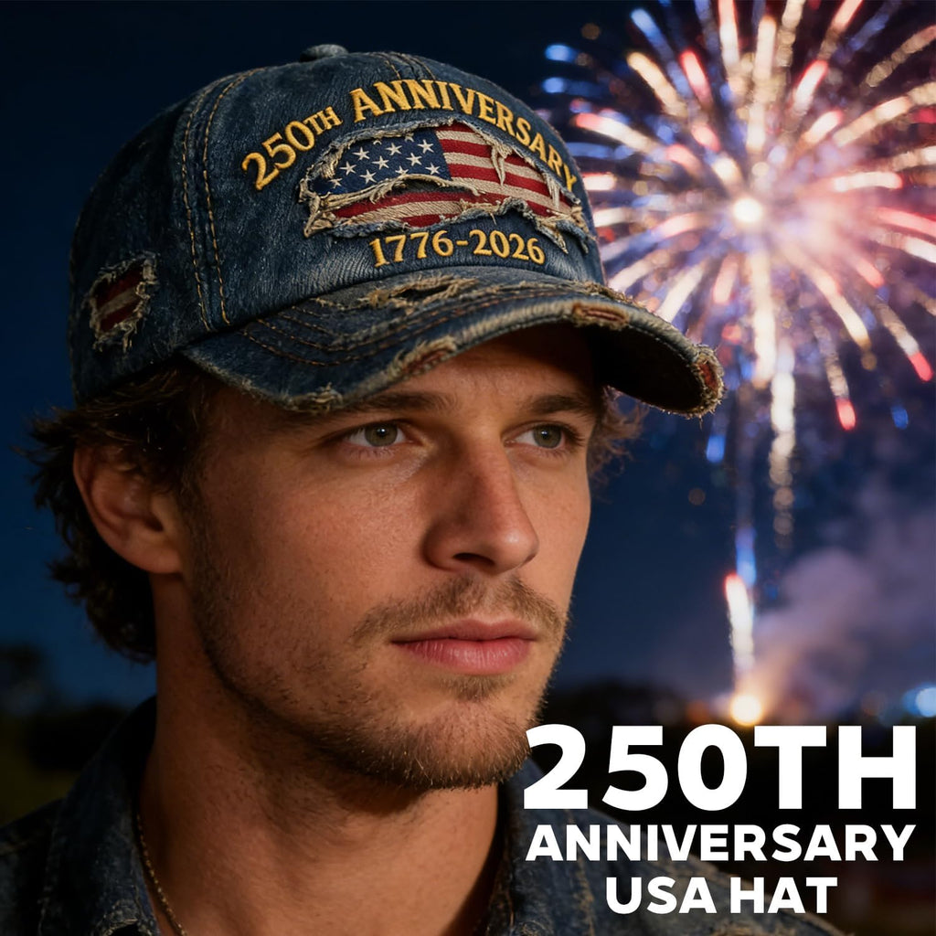 USA 250Th Anniversary Hat 1776-2026 - USA Patriotic Baseball Cap, Adjustable Distressed Denim Cap with Eagle, Veteran Gift for Men & Women