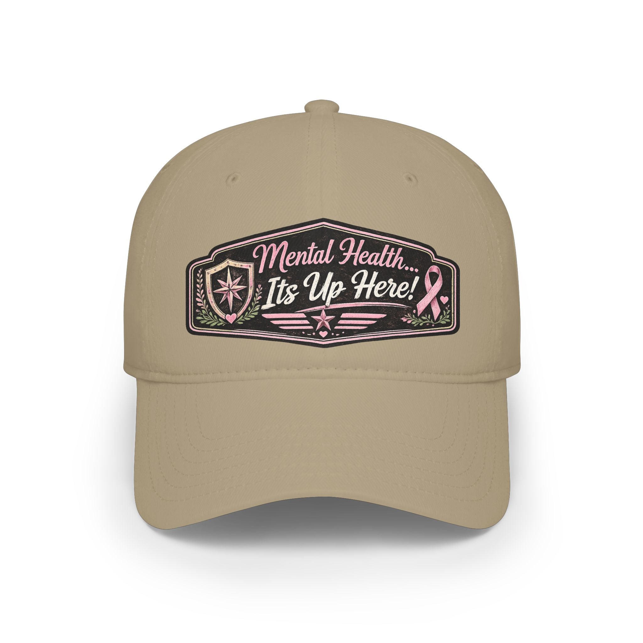 Mental Health It's Up Here Cap — Pink Ribbon Awareness Baseball Hat