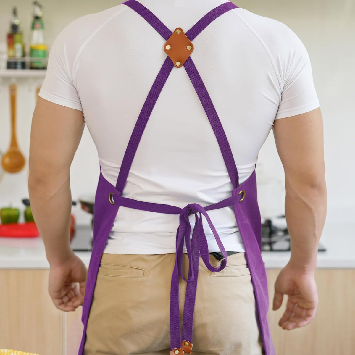 Canvas Aprons for Men Women, Heavy Duty BBQ Apron with Pockets | 100% Cotton Canvas, 16Oz Adjustable Cross Back Apron with Hardware Buckle, 32" X 27" Full Coverage, for Kitchen Grilling