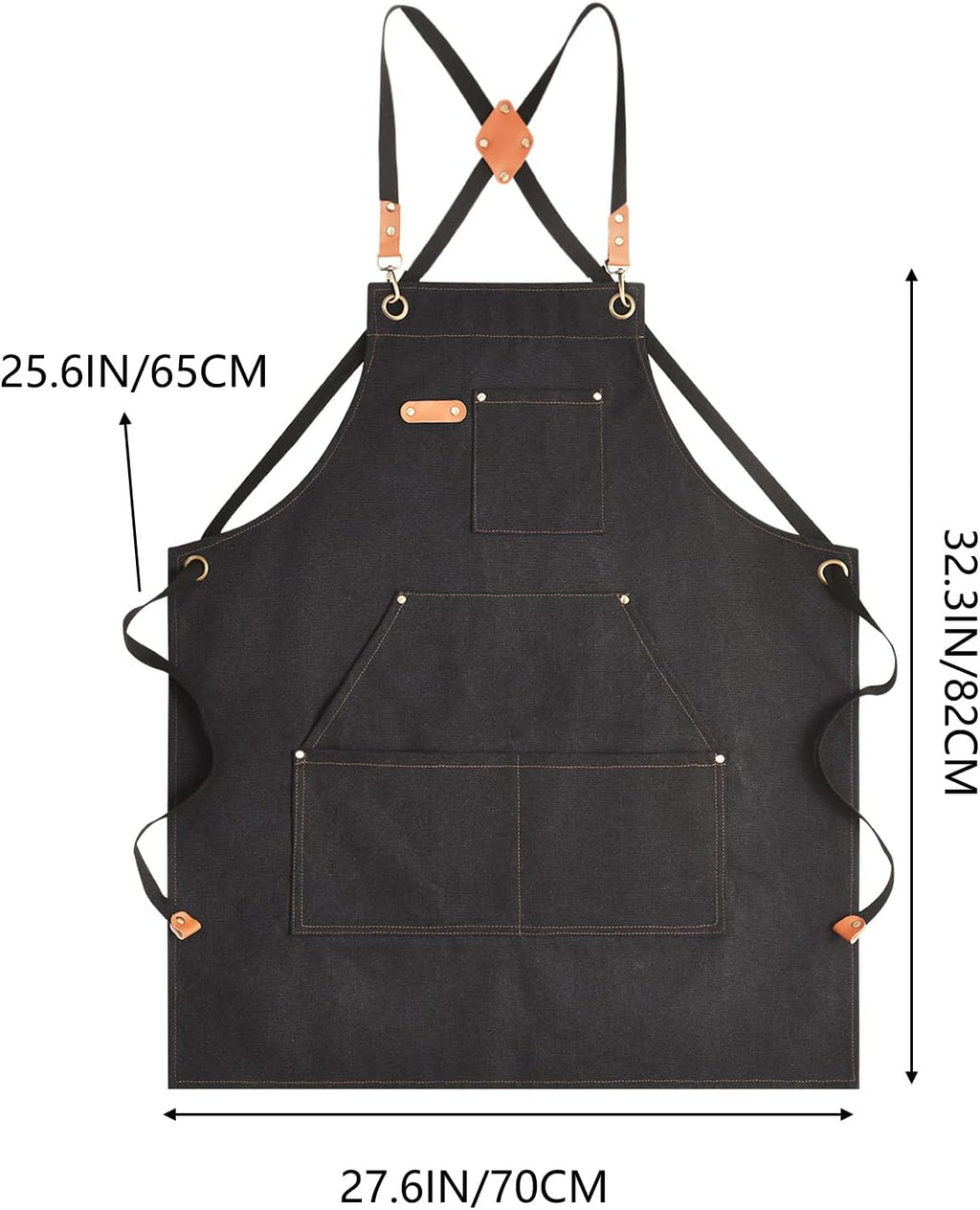 Canvas Aprons for Men Women, Heavy Duty BBQ Apron with Pockets | 100% Cotton Canvas, 16Oz Adjustable Cross Back Apron with Hardware Buckle, 32" X 27" Full Coverage, for Kitchen Grilling