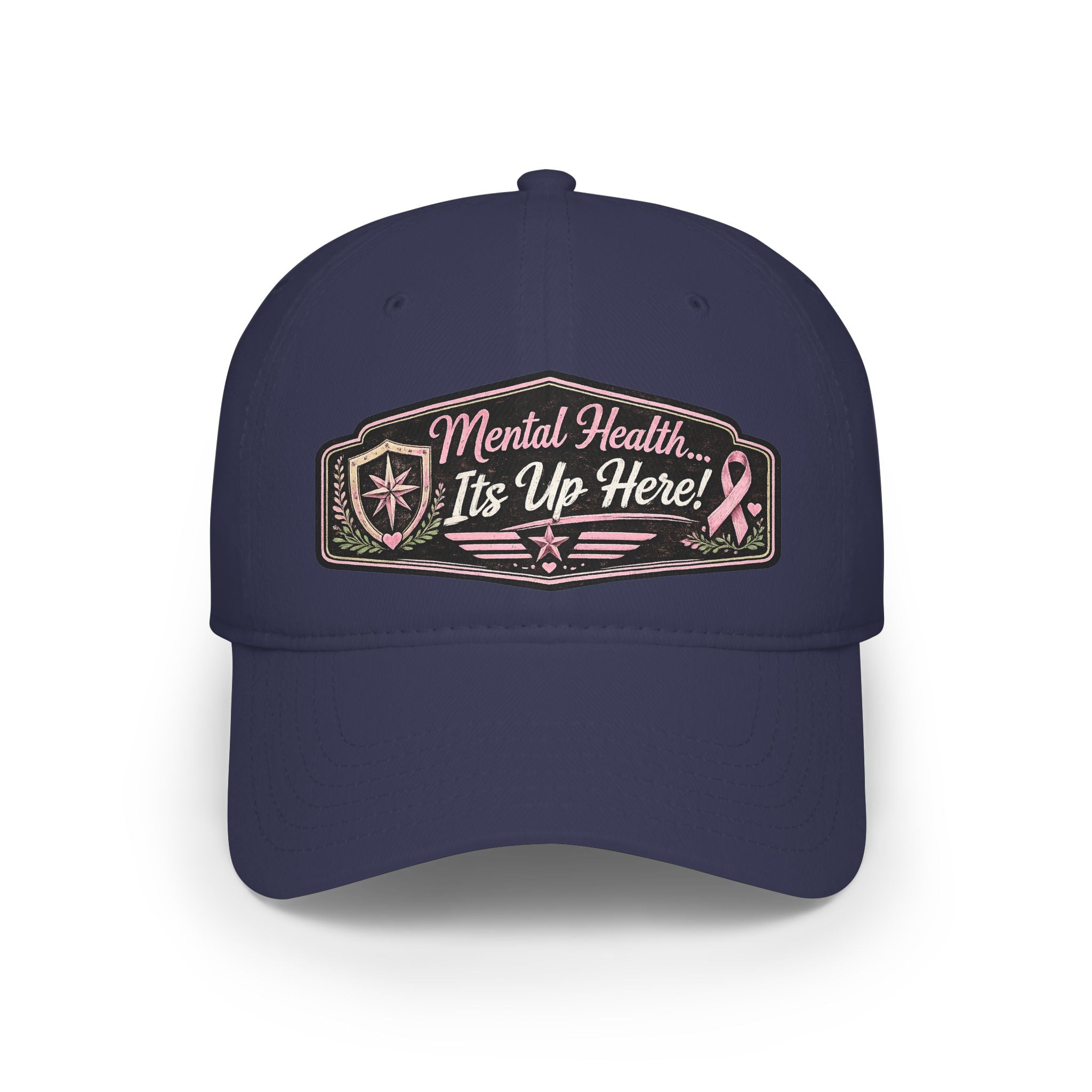 Mental Health It's Up Here Cap — Pink Ribbon Awareness Baseball Hat