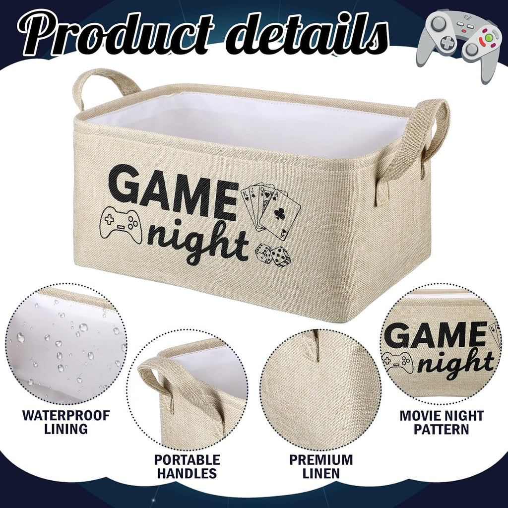 Game Night Snack Tray Game Night Gift Basket Dice and Poker Design Reusable Burlap Storage Organizer Basket for Fun Housewarming Gift for Families
