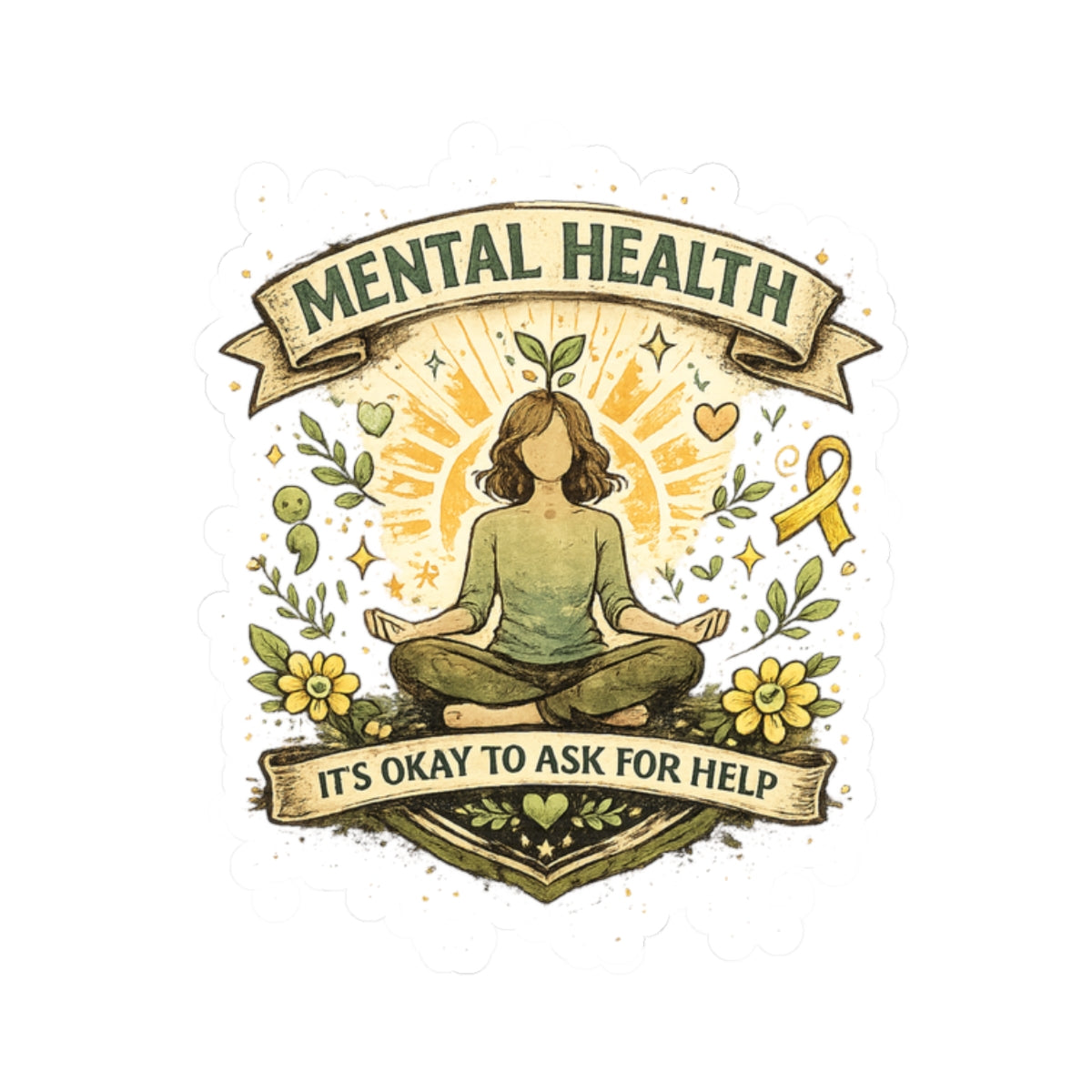 Mental Health Sticker — "It's Okay to Ask for Help" Awareness Kiss-Cut Sticker