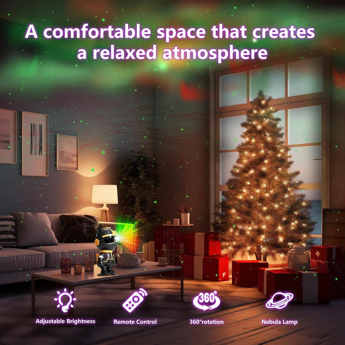 Galaxy Projector for Bedroom, 8 Colors Northern Lights Projector, Robot Astronaut Star Projector with Remote Control, Nebula Ceiling Night Light for Kids Room Decor