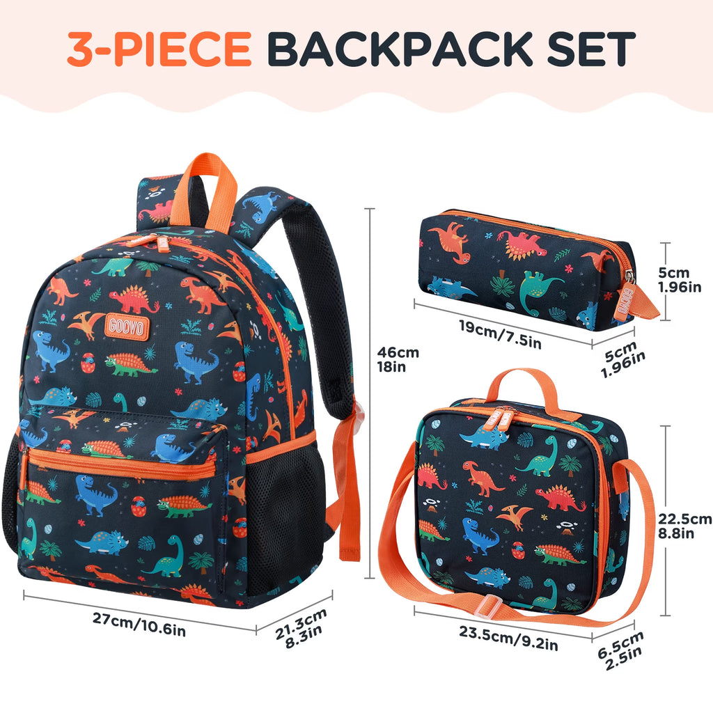 Kids Backpack for Boys, Dinosaur Waterproof Toddler Bookbag for Kids School Backpacks