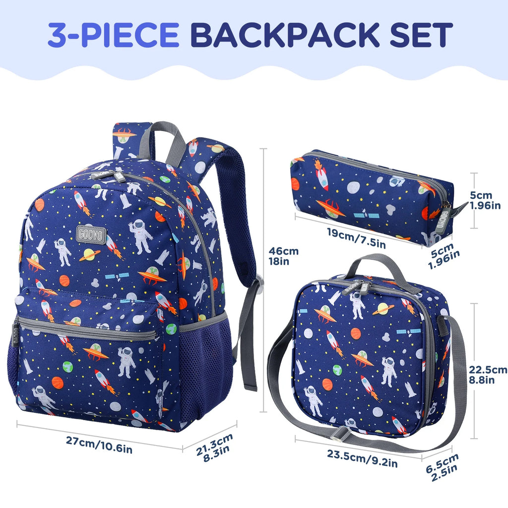 Kids Backpack for Boys, Space Waterproof Toddler Bookbag for Kids School Backpacks