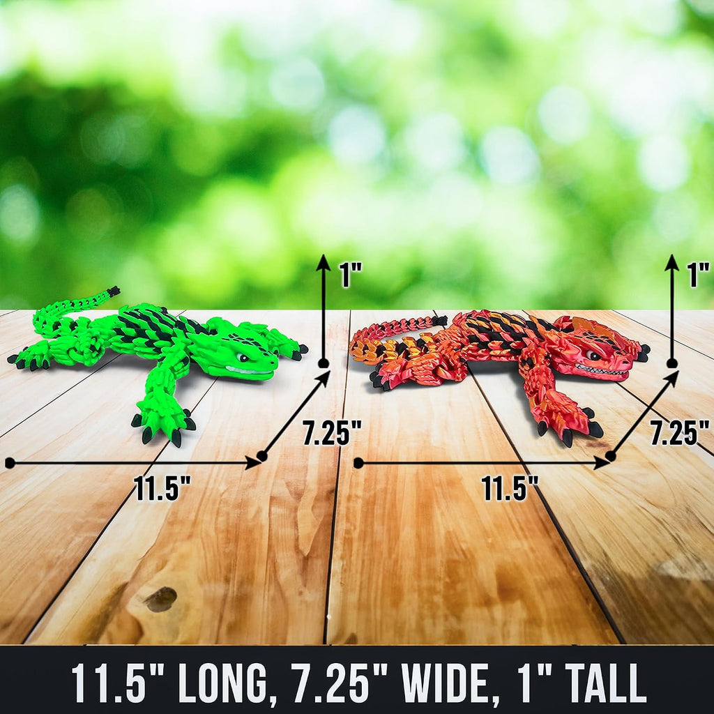 Stylish Articulated Armadillo Lizard - 3D Printed with Vibrant Hues, Calming Fidget Figurine for ADHD, Playful Reptile Model for Trendy Desks, Homes, Displays, Smooth Joint Movement (Green VENOMCLAW)