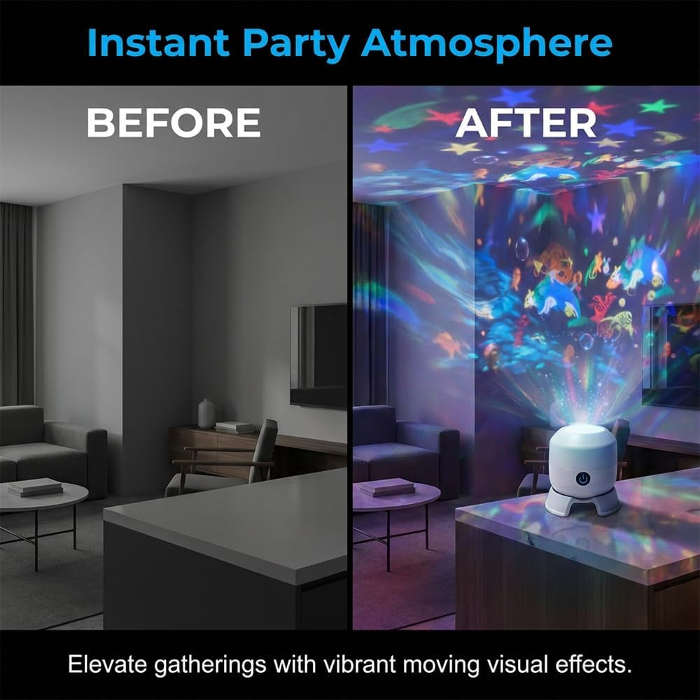 Dynamic Rotating LED Projector Light, 360° Rotating Ocean Wave Night Projection Night Light, Multi-Angle Projection Base, for Meditation, Bedroom, Home Theater (Ocean)