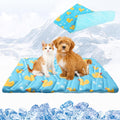 Dog Cooling Mat, Upgraded Two Sided Cooling Pad for Dogs Cats Puppy, Soft Pet Sleeping Blanket Keep Cool in Summer with Cute Duck Pattern, Washable Waterproof for Crate Sofa Bed, Blue L