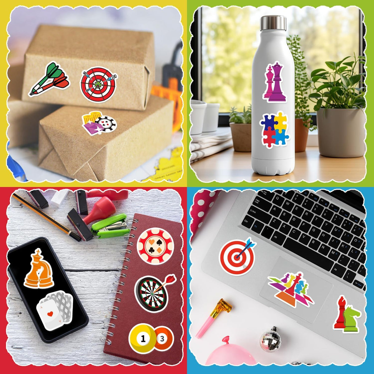 Game Night Stickers Game Night Party Favors Birthday Party Decorations Vinyl Waterproof Stickers for Water Bottle Laptop Luggage Helmet