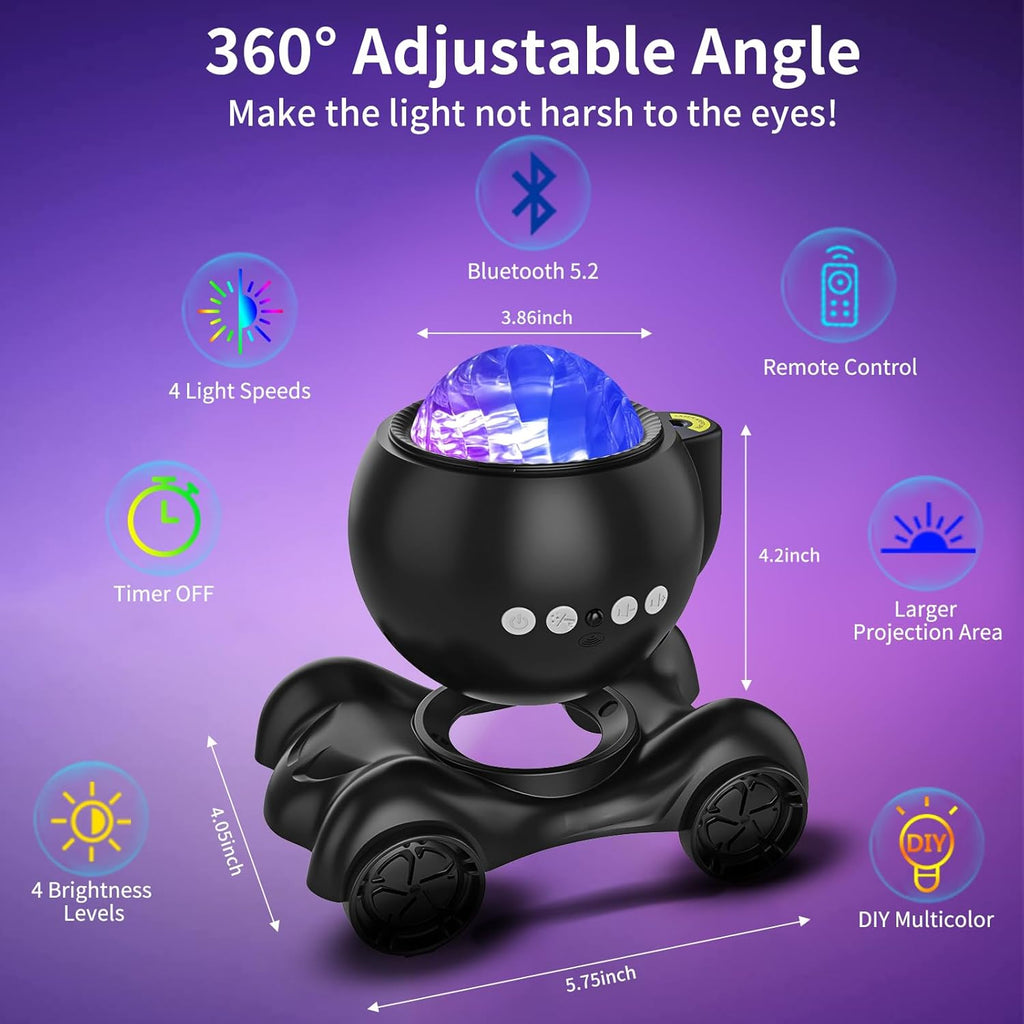 Galaxy Projector Night Light, Star Bluetooth Speaker, Solid Black | 33 Dynamic Light Effects, 8 Soothing White Noises, Remote Timer, 360° Adjustable Projection Angle, Ideal Gift, Home Decor