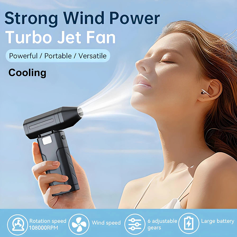 Electric Air Duster - Personal Cooling 3000Mah Rechargeable High Speed Cleaning Fan Outdoor Small Handheld Electronic Air Duster