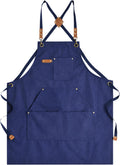 Canvas Aprons for Men Women, Heavy Duty BBQ Apron with Pockets | 100% Cotton Canvas, 16Oz Adjustable Cross Back Apron with Hardware Buckle, 32" X 27" Full Coverage, for Kitchen Grilling