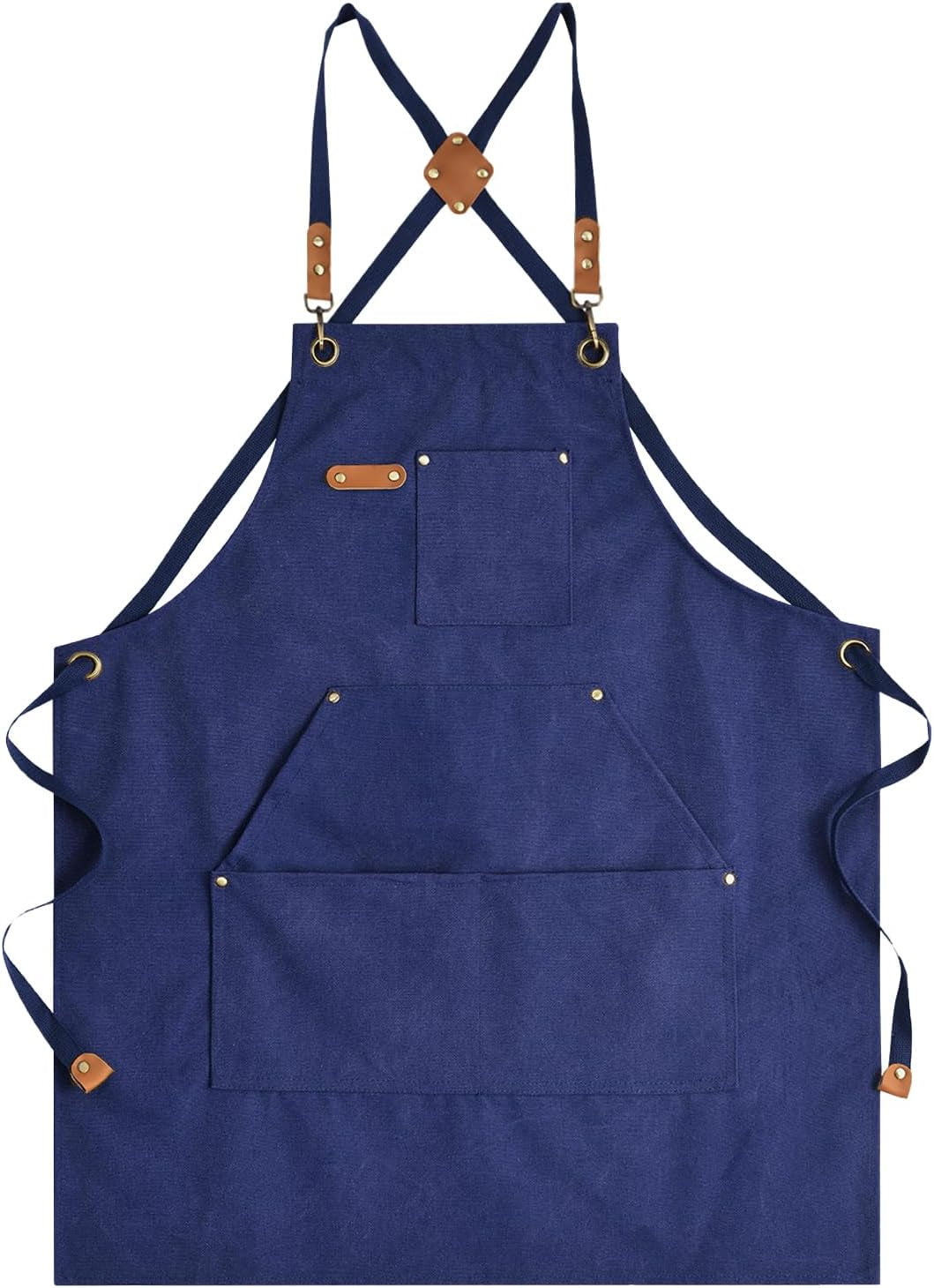 Canvas Aprons for Men Women, Heavy Duty BBQ Apron with Pockets | 100% Cotton Canvas, 16Oz Adjustable Cross Back Apron with Hardware Buckle, 32" X 27" Full Coverage, for Kitchen Grilling