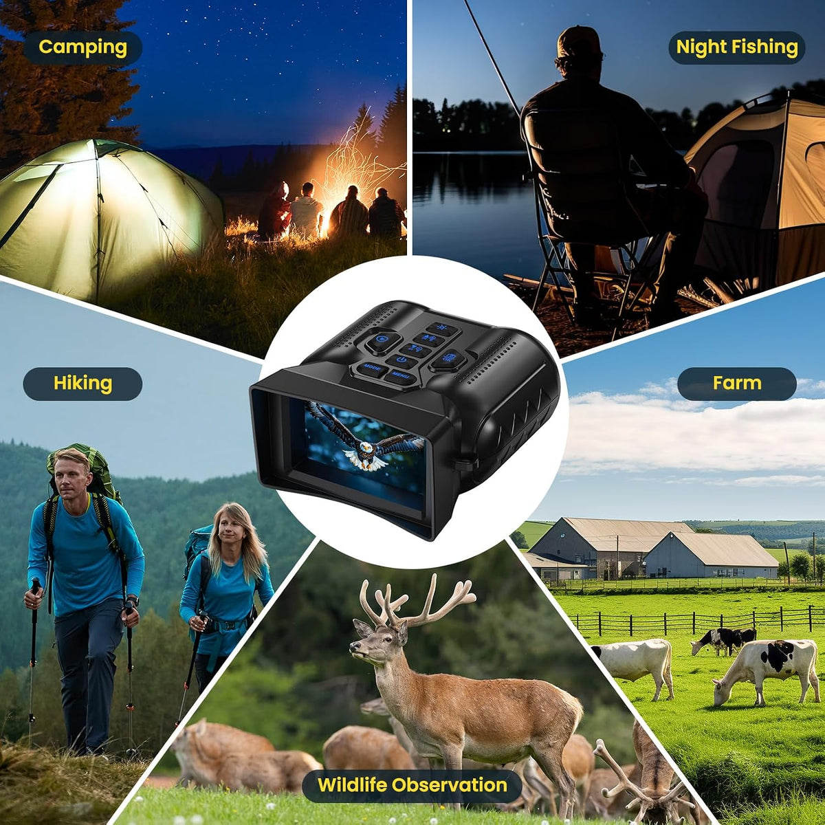 4K Night Vision Goggles for Adult,1000Ft View Range Night Vision Binoculars | Infrared Binoculars with 5000Mah Rechargeable Battery,16X Zoom,32Gb TF Card,Photo&Video Recording,Compact,Ideal Gifts for Men