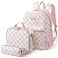 Kids Backpack for Girls, Waterproof Teens Bookbag Cute School Backpacks, Checkered Pattern
