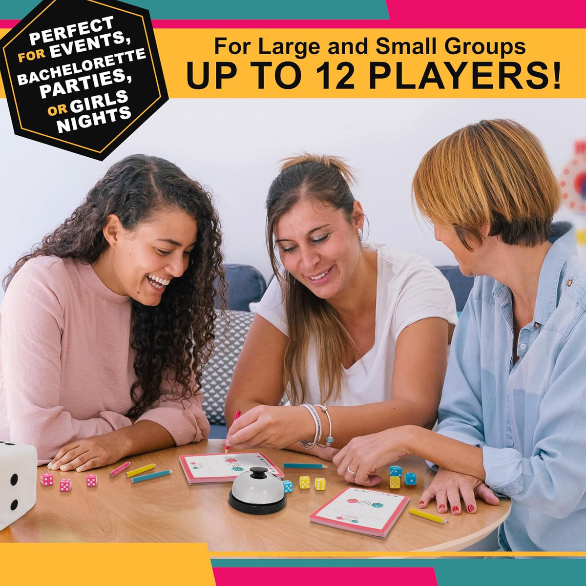 | Bunco Party in a Box Game, for Ladies Night with the Girls, Complete with Fuzzy Die! for 2 to 12 Players Ages 8 and Up, White