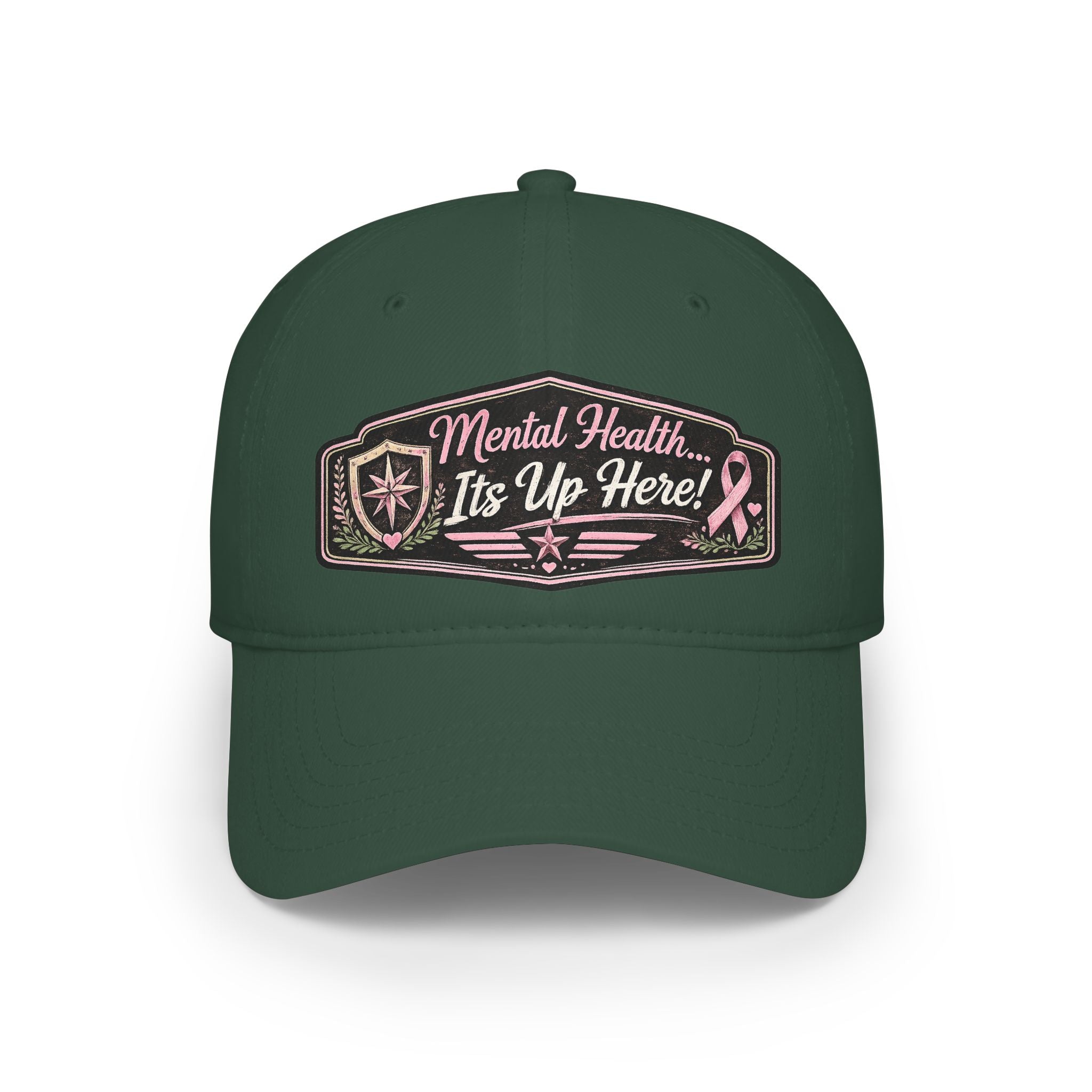Mental Health It's Up Here Cap — Pink Ribbon Awareness Baseball Hat