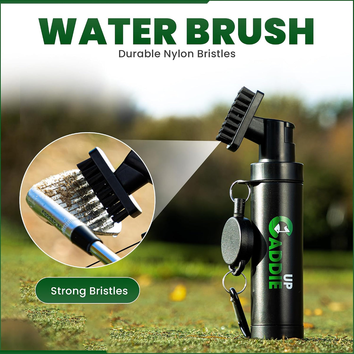 Golf Club Cleaner Brush with Water Spray - Heavy Duty Golf Brush and Groove Cleaner with Retractable Clip and 150Ml Water Capacity - Multi Use Groove Cleaning Tool for Clubs, Balls & Golf Accessories