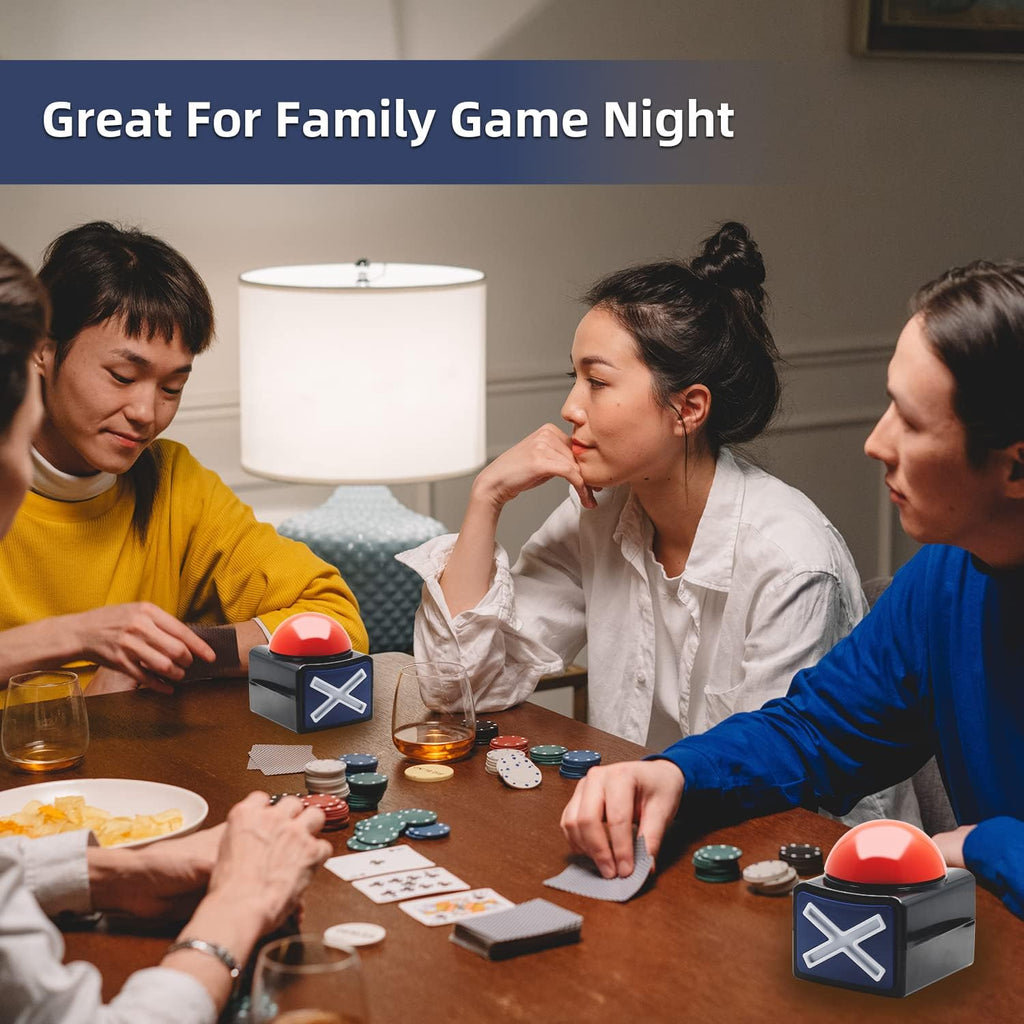 Game Buzzers 2 Pcs, Answer Buzzer for Trivia Games with Lights and Sound Game Show Button Family Feud Board Game for Adults