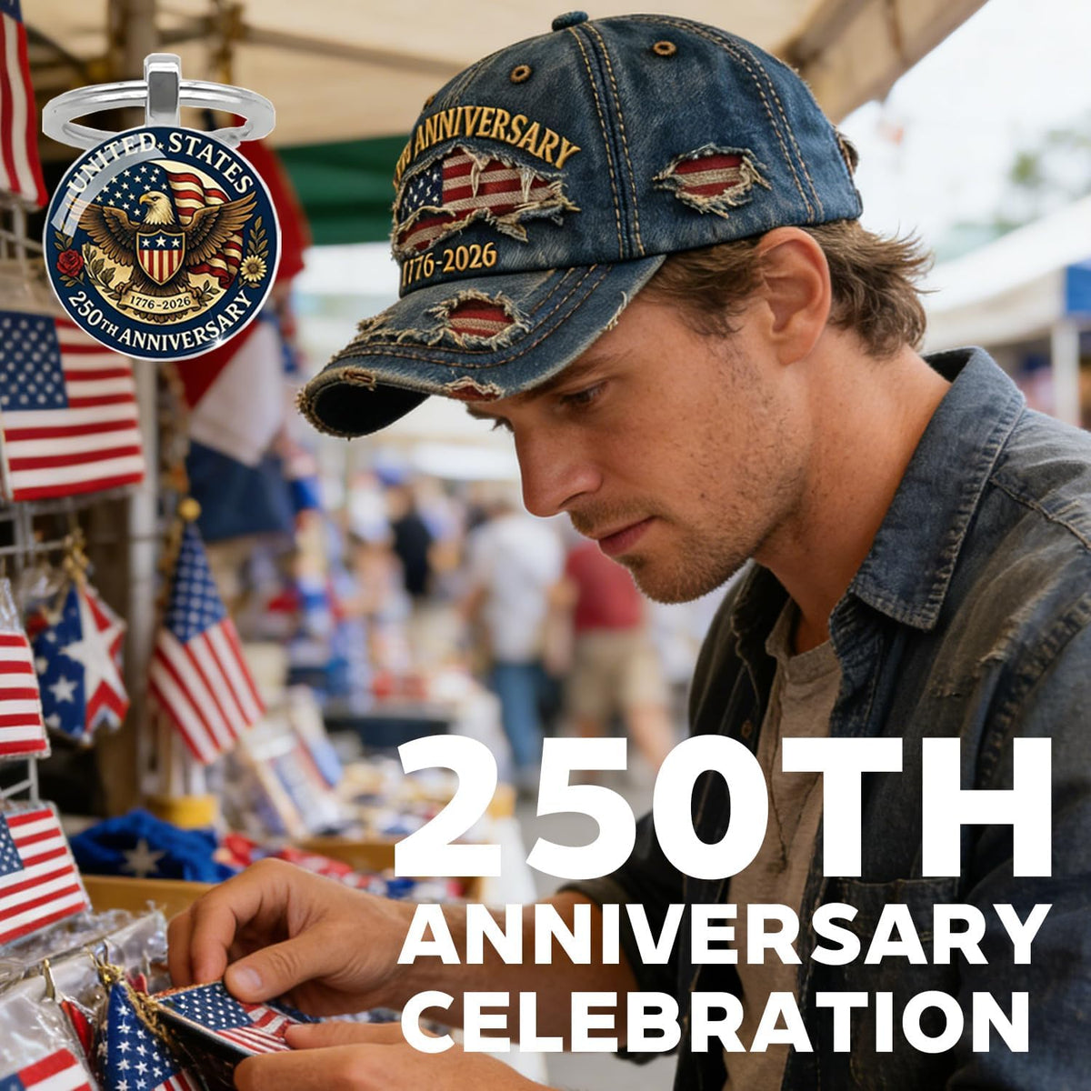 USA 250Th Anniversary Hat 1776-2026 - USA Patriotic Baseball Cap, Adjustable Distressed Denim Cap with Eagle, Veteran Gift for Men & Women
