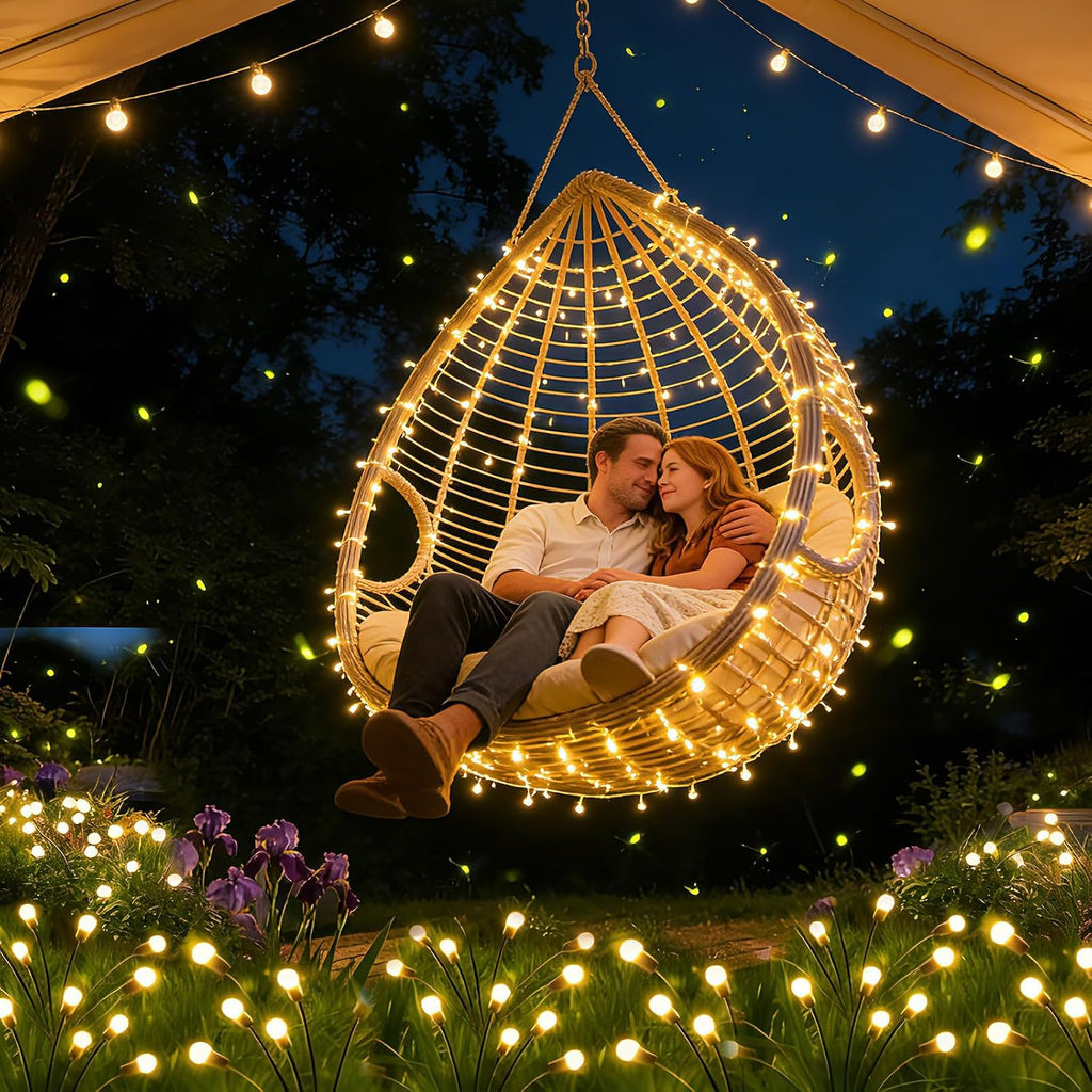 Solar Lights Outdoor Waterproof,Garden Patio Decorative Lights,Firefly Lights for Patio Lawn,Landscape Lighting Large Bulbs,Starlight Windswept Lights,Great Gift for Women for Gardening,4 Pack,40 Leds