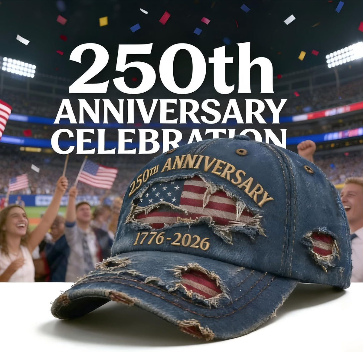 USA 250Th Anniversary Hat 1776-2026 - USA Patriotic Baseball Cap, Adjustable Distressed Denim Cap with Eagle, Veteran Gift for Men & Women