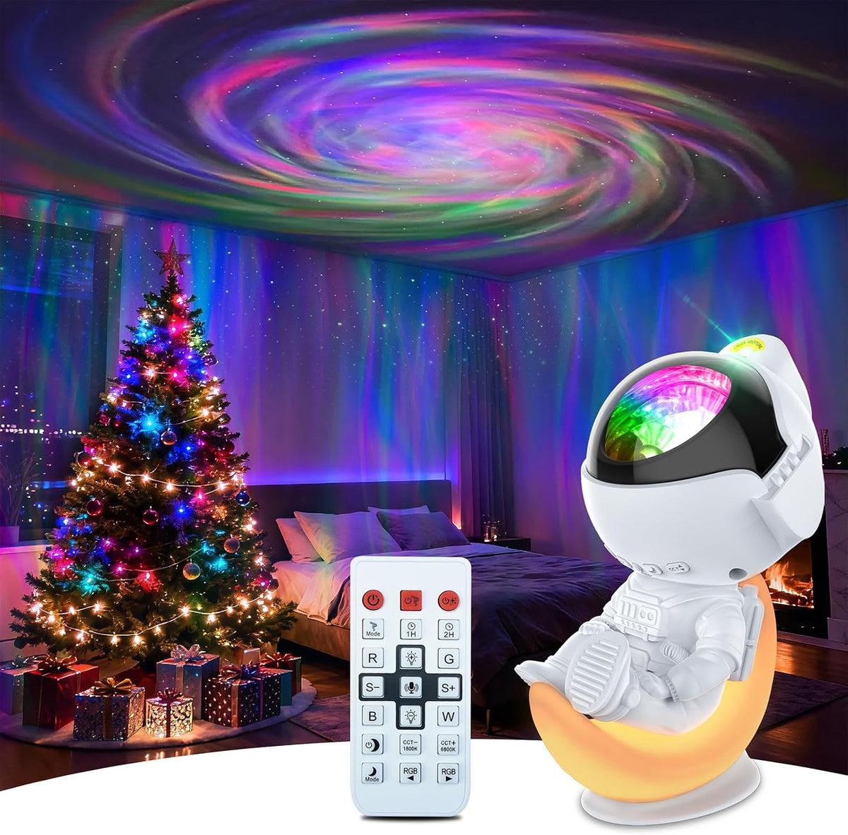 Astronaut Galaxy Star Projector, Night Light Projector for Kids | 33 Lighting Effects, Sound Activated, Remote Control, Auto-Off Timer, Room Decor Aesthetic, Gifts for Kids Adults Christmas