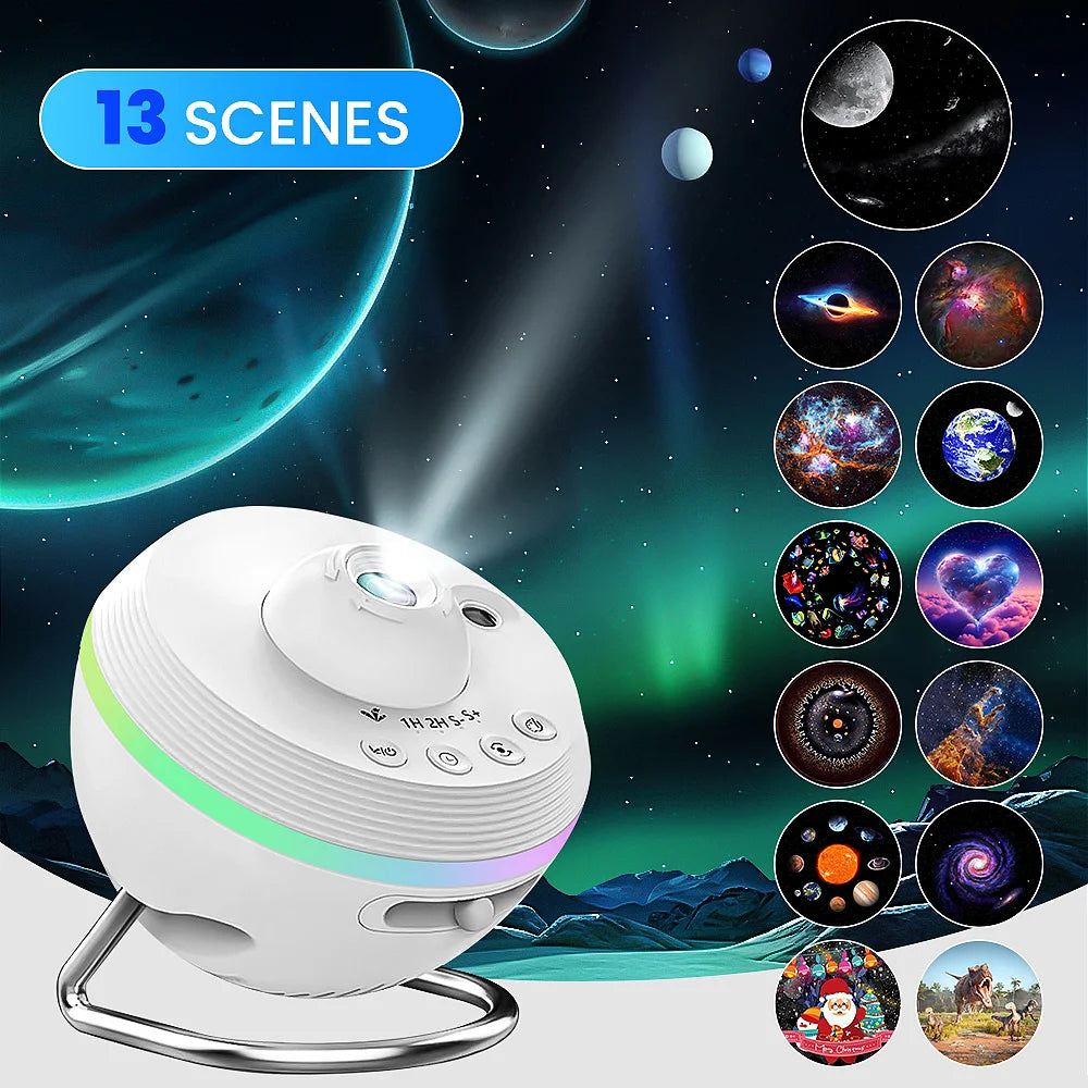 Galaxy Projector, 13 in 1 Meteor HD Planetarium Star Projector, 360° Rotating Extra-Large Area, Timed Starry Night Light for Bed