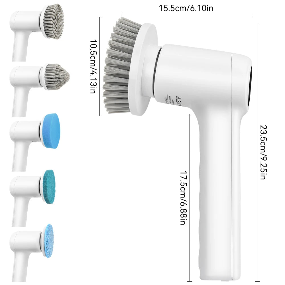 Electric Cleaning Brush 5 in 1 Electric Spin Cleaning Scrubber USB Rechargeable Electric Rotary Scrubber Household Appliances