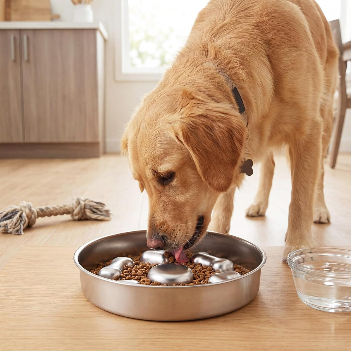 2 Pack Stainless Steel Slow Feeder Bowls for Dogs Cats, 3 Cups Heavy Duty Large Capacity Slow Feed, Durable Chew Proof Design for Fast Eaters, Anxiety Relief, Calm Feeding, Dishwasher Safe