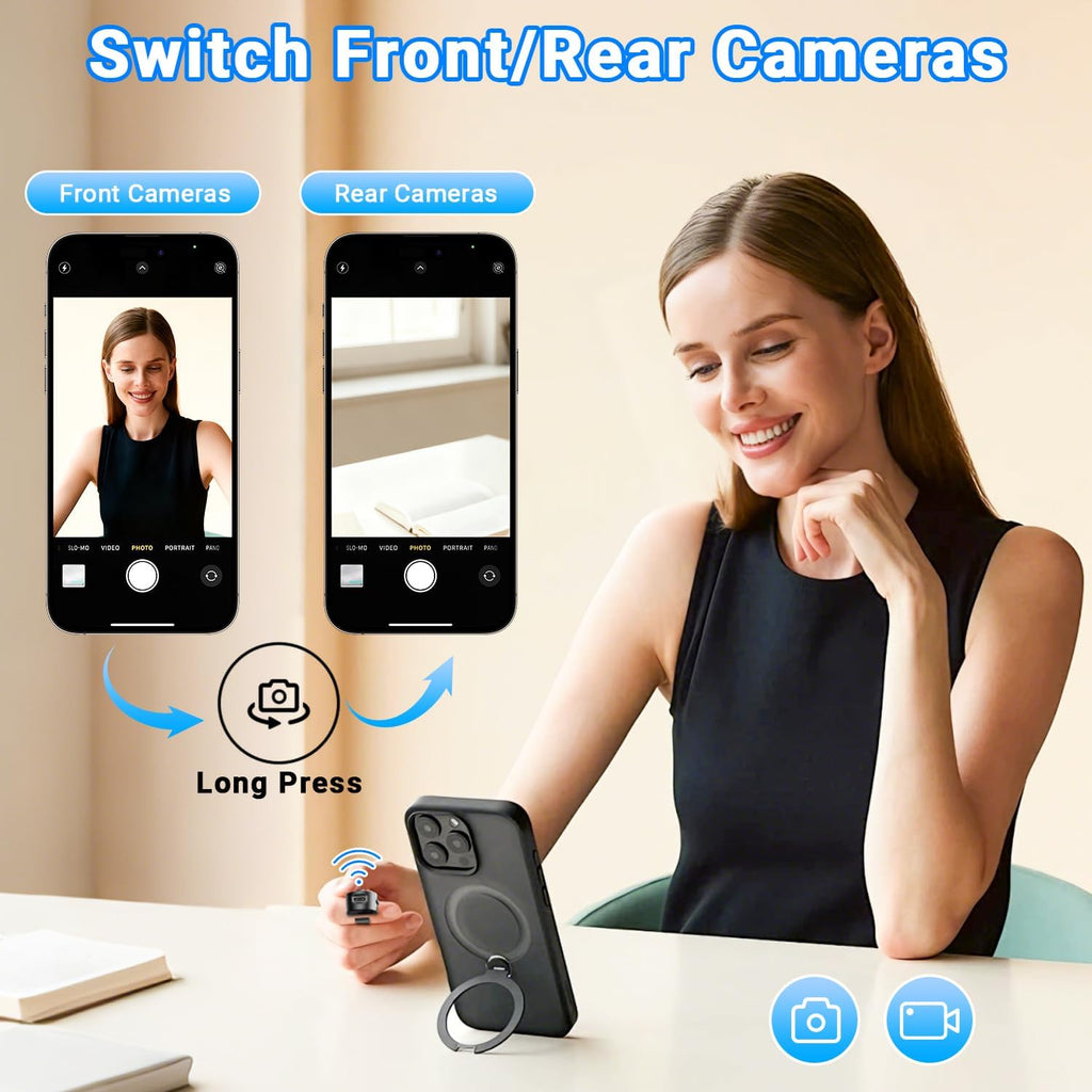 Tiktok Scrolling Ring Remote Control, Page Turner for Ipad Iphone Tablets | Wireless Camera Remote, Bluetooth Scrolling Ring for Tiktok Youtube Instagram Ios Android, Ergonomic Flexible Ring (Black)