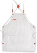 Canvas Aprons for Men Women, Heavy Duty BBQ Apron with Pockets | 100% Cotton Canvas, 16Oz Adjustable Cross Back Apron with Hardware Buckle, 32" X 27" Full Coverage, for Kitchen Grilling