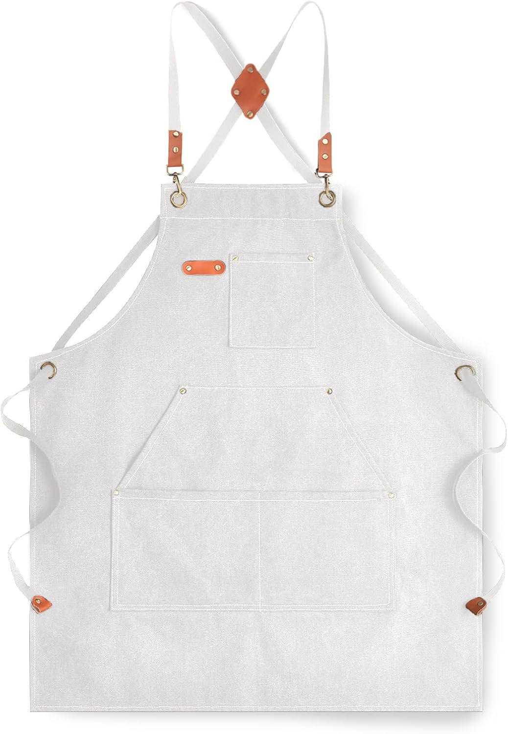 Canvas Aprons for Men Women, Heavy Duty BBQ Apron with Pockets | 100% Cotton Canvas, 16Oz Adjustable Cross Back Apron with Hardware Buckle, 32" X 27" Full Coverage, for Kitchen Grilling