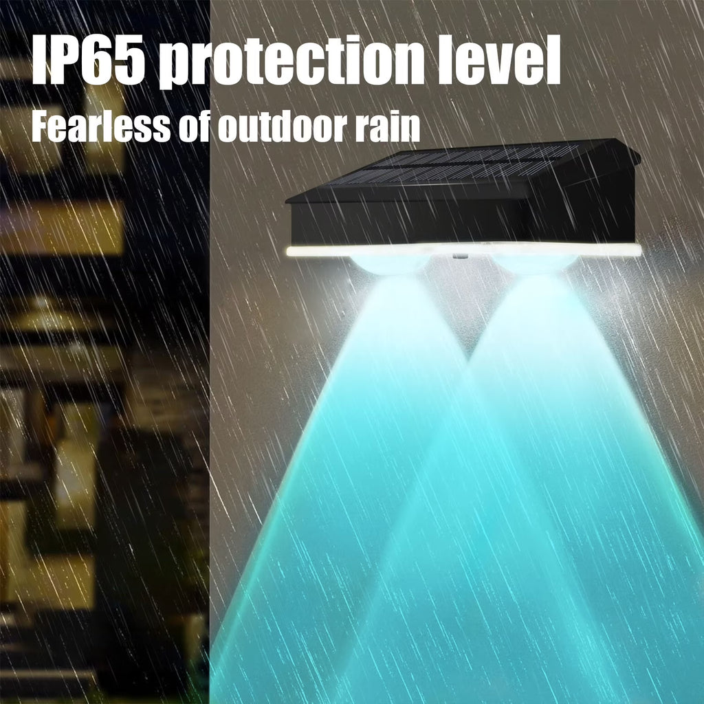 Qocolhg Solar Lights Outdoor Waterproof, Motion Sensor Wireless Solar Wall Light, Dusk to Dawn Outdoor Security Wall Lamps Fence Lights Solar Gutter Light for Corridor Balcony Courdyard Garage Patio