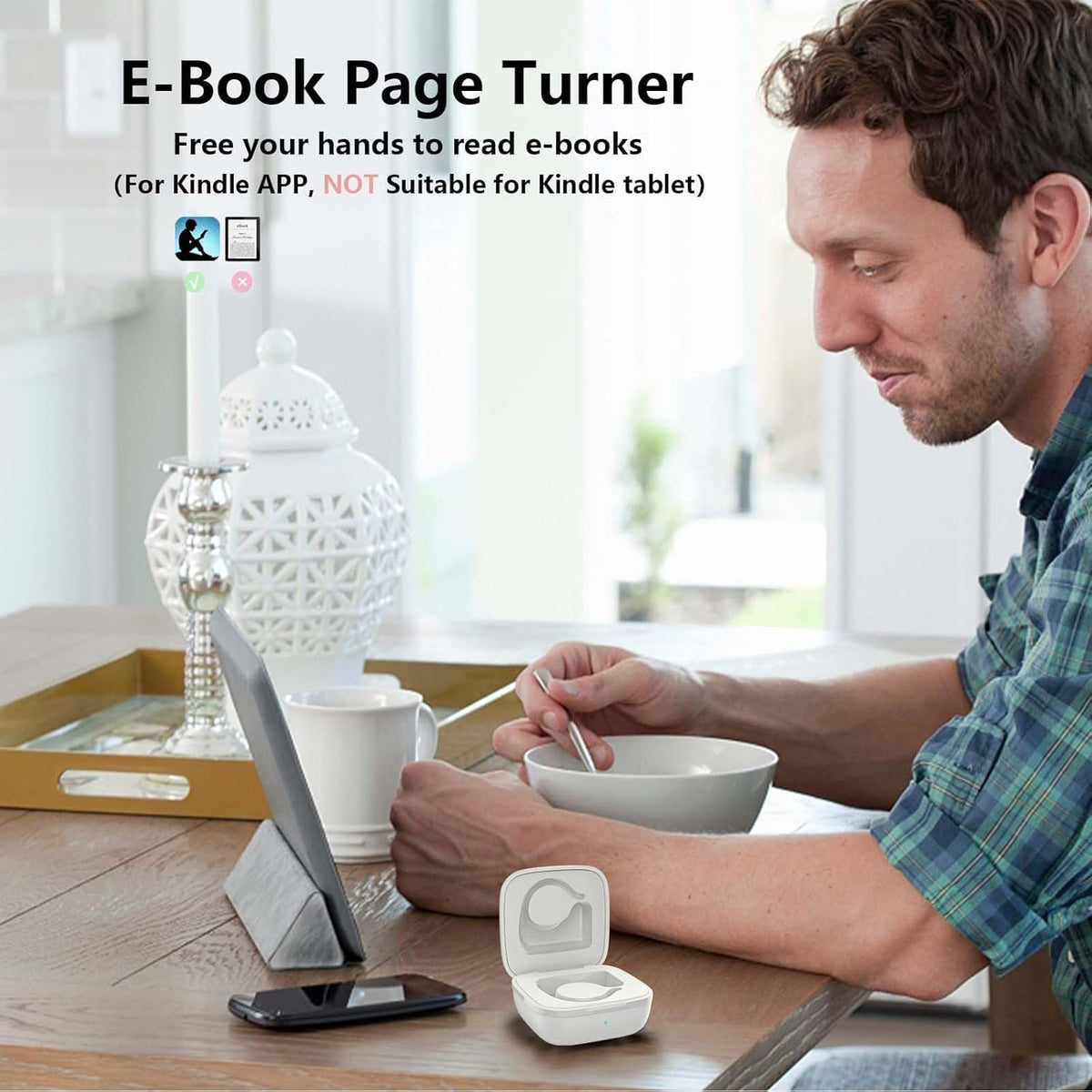 Tiktok Remote Control for Tiktok, Bluetooth Page Turner for Ipad/Kindle App/Iphone/Android, Tiktok Scrolling Ring (White)
