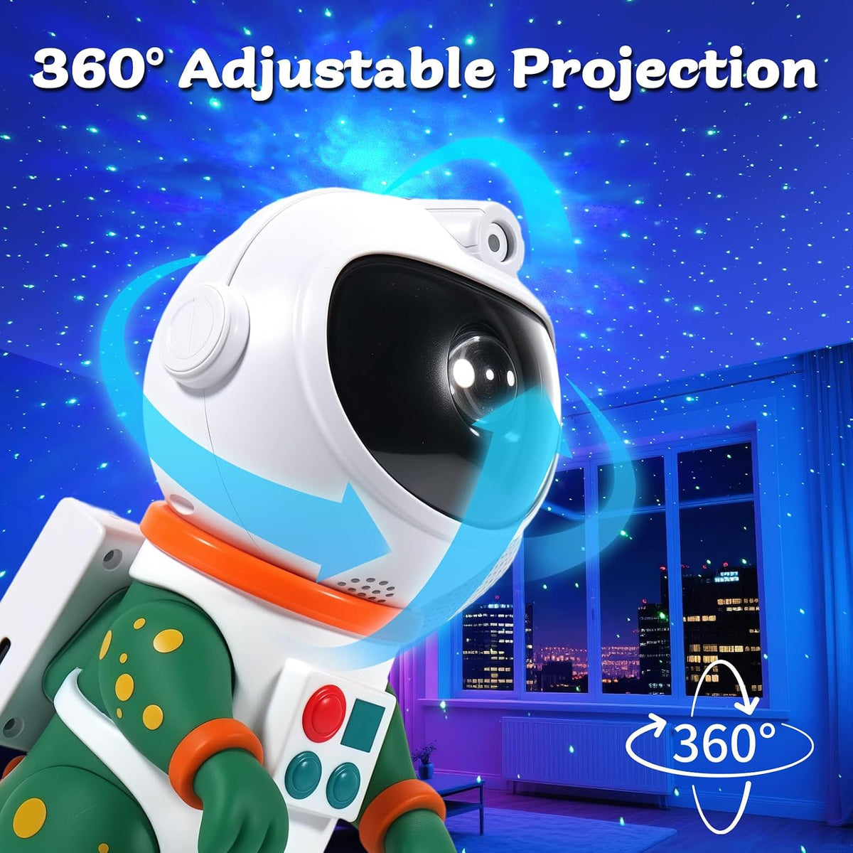 Galaxy Star Projection Night Light, Dinosaur Astronaut Space Projector with 8 Modes Starry Nebula Effects, Timer & Remote Control, Bedroom Ceiling Decor for Kids, Christmas Birthday Gift(Green)