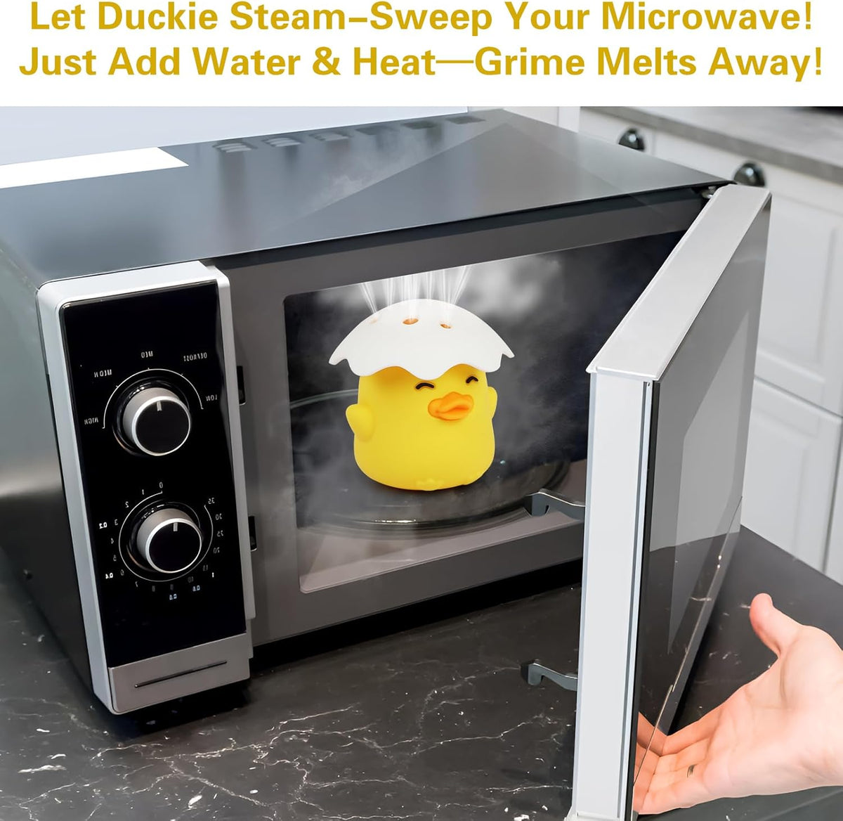 Microwave Steam Cleaner, Duck Microwave Cleaner for Inside, Yellow | Just Add Vinegar and Water, Cut Cleaning Time by Half, Kitchen Gifts Accessories Gadgets