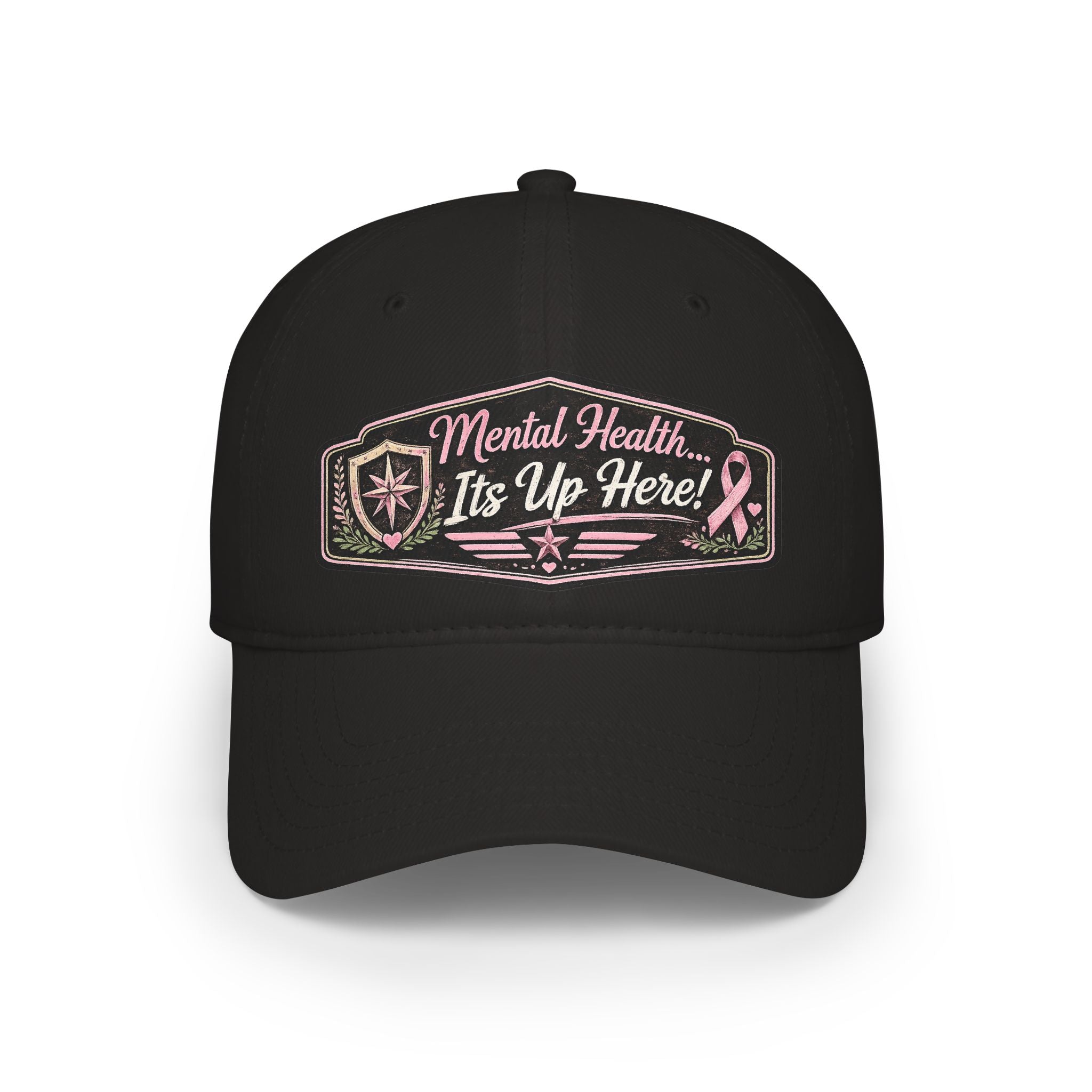 Mental Health It's Up Here Cap — Pink Ribbon Awareness Baseball Hat