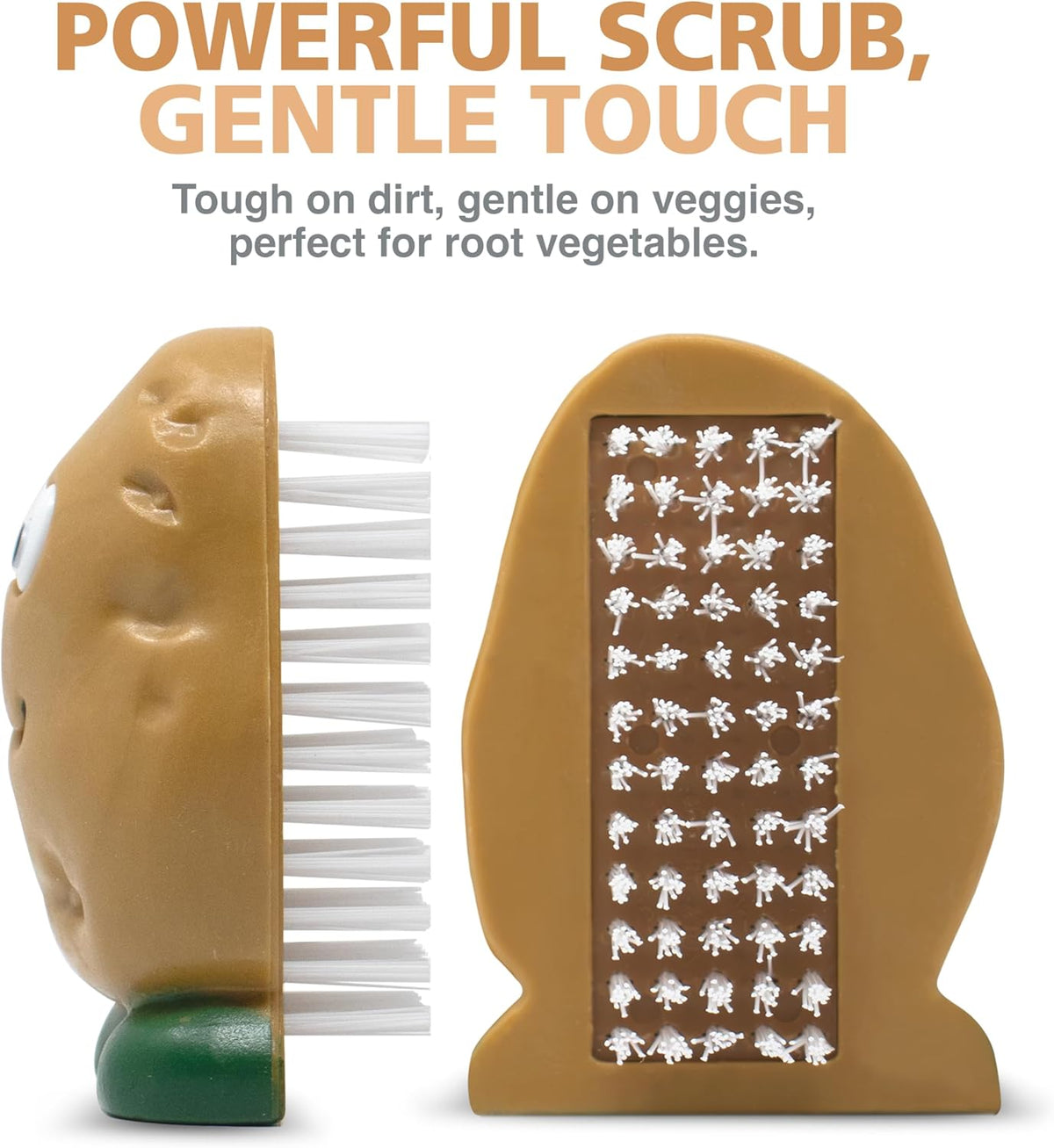 Spud Dude Potato Brush, Compact Handheld Produce Scrubber | Cleans Vegetables and Fruits with Gentle Nylon Bristles, Tough on Dirt but Preserves Nutrients, Bpa-Free
