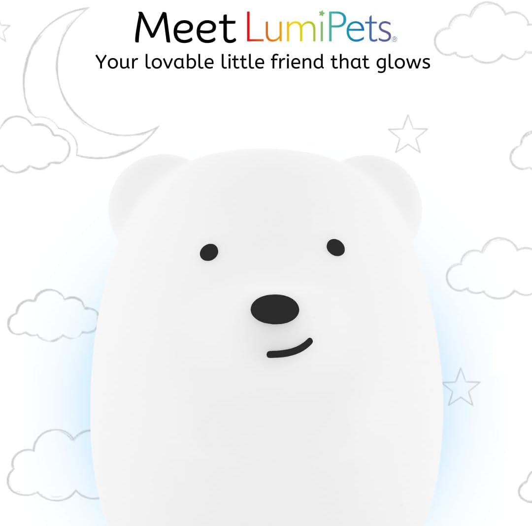 Bear Squishy Night Light for Kids, Silicone Lamp with Remote | Tap Control | Rechargeable 9-Color Changing | Nursery Nightlight for Boys & Girls | Portable Animal Lamp | USB Cord Included