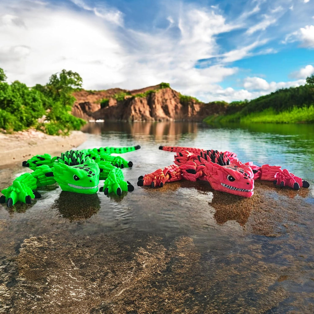 Stylish Articulated Armadillo Lizard - 3D Printed with Vibrant Hues, Calming Fidget Figurine for ADHD, Playful Reptile Model for Trendy Desks, Homes, Displays, Smooth Joint Movement (Green VENOMCLAW)