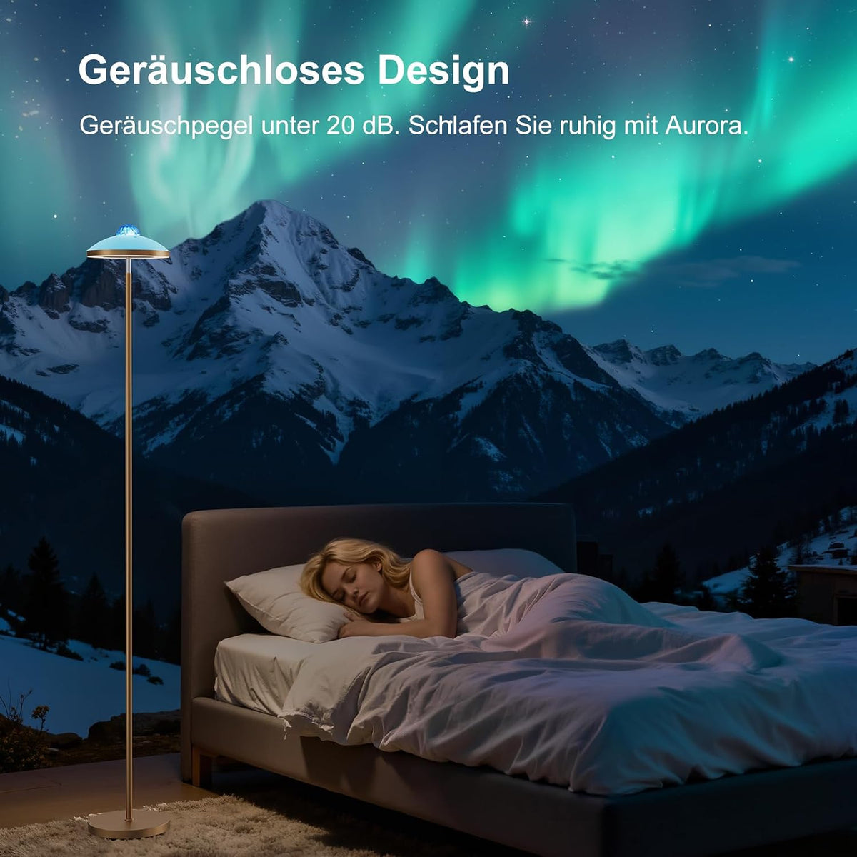 3-In-1 Floor Lamp, RGB Aurora & Galaxy Star Projector, 69", Gold | Magnetic Remote & Touch, 1400 Lm, 3000K–6000K Tunable White, 10%–100% Dimmable, 1 Hr Timer for Bedrooms, Kids' Rooms & Gaming